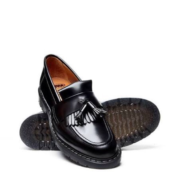 Solovair Hi-Shine Black Tassel Loafers